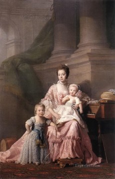 Allan Ramsey Painting - La reina Carlota con sus dos hijos Allan Ramsay Retrato Clasicismo
